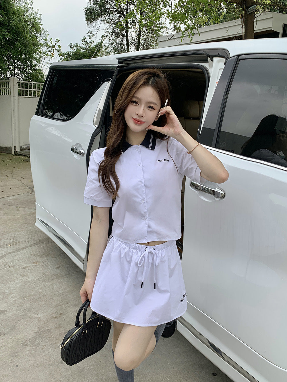 【Set】シャツ+スカート2点セット W11980