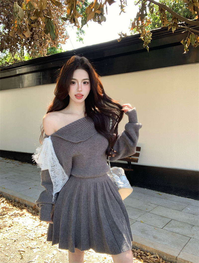 【Dress】リボン付きニットワンピース Z8255