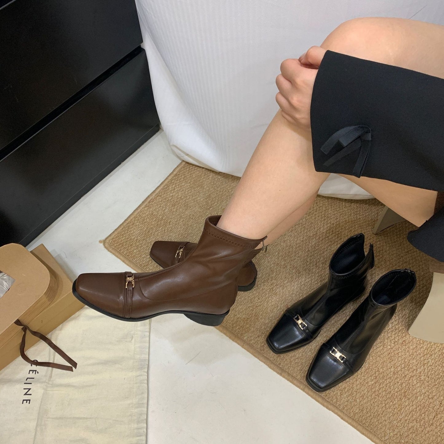 【Shoes】2色展開歩くやすいブーツ W13836