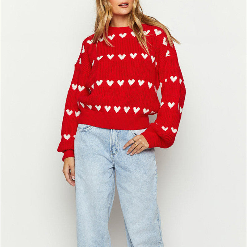 【Tops】2色展開ハート♡セーター W13563