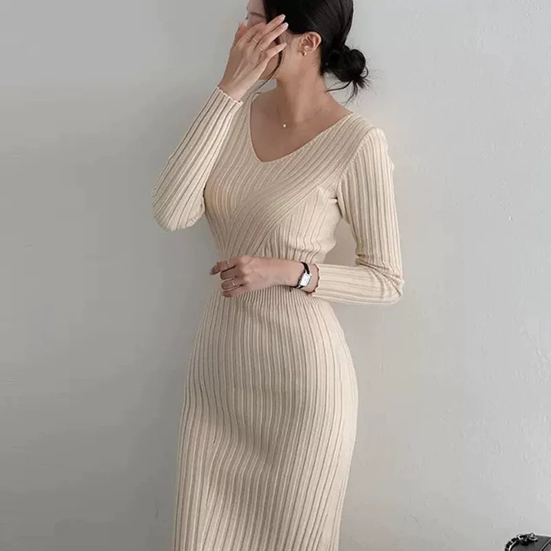 【Dress】シンプルニットワンピース W9684