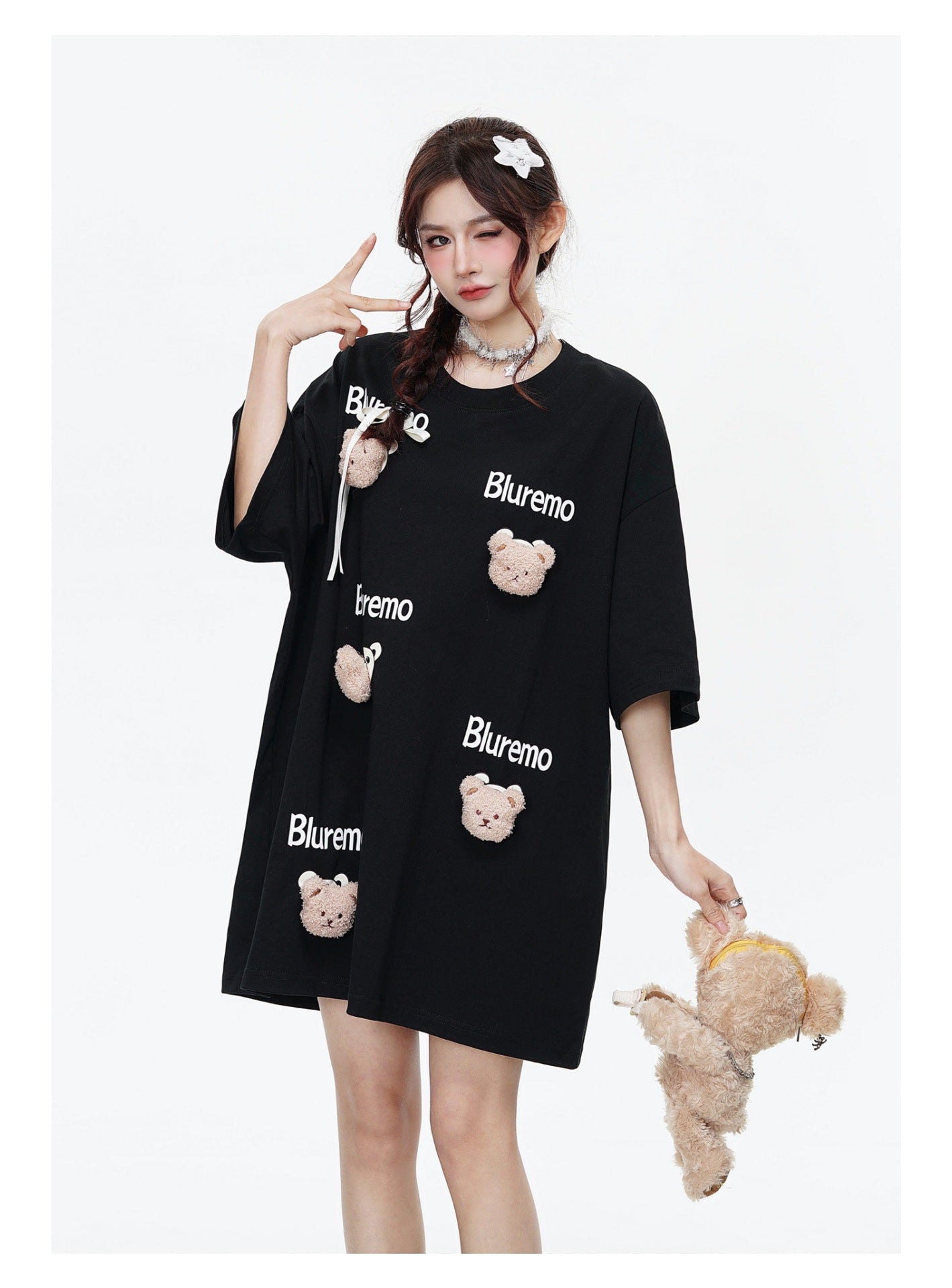 【Tops】クマデザインTシャツ W12427