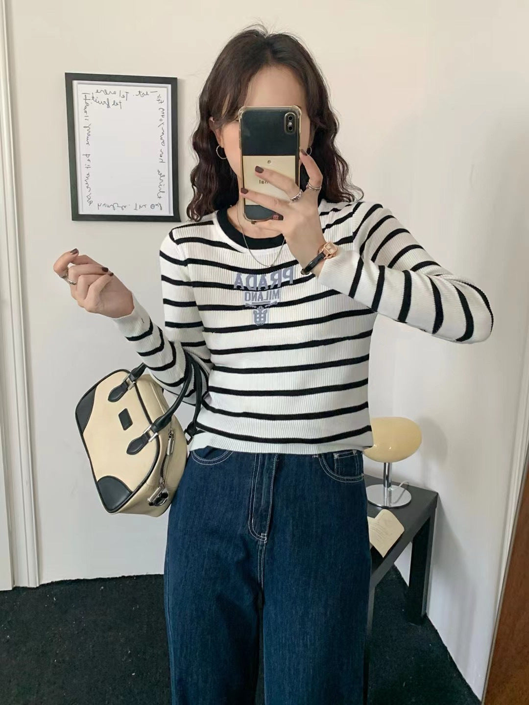 【Tops】ボーダー柄ニット W13334