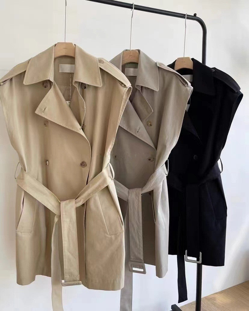 【Outer】ショートトレンチコートベスト W13540