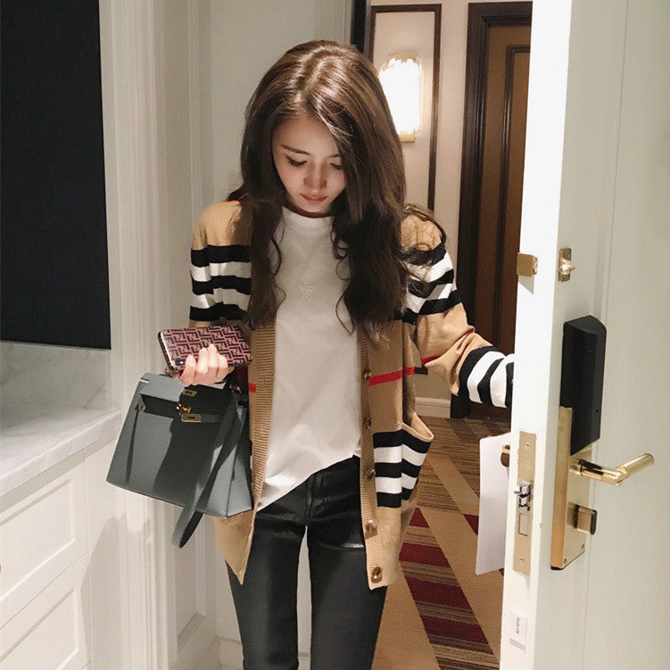 【Outer】ファッションニットカーディカン W14049