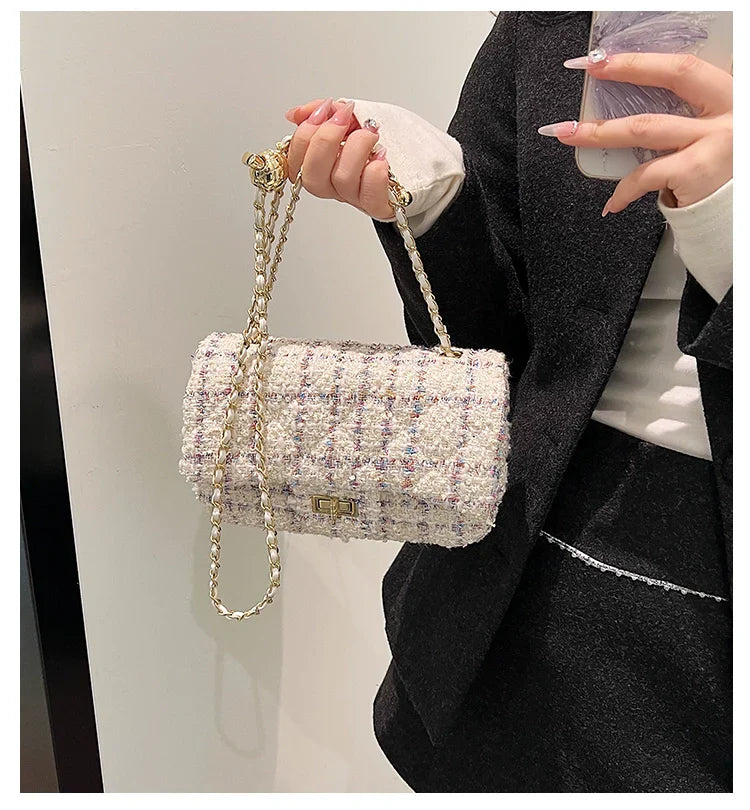 【雑貨】6色ツイードバッグ W10743