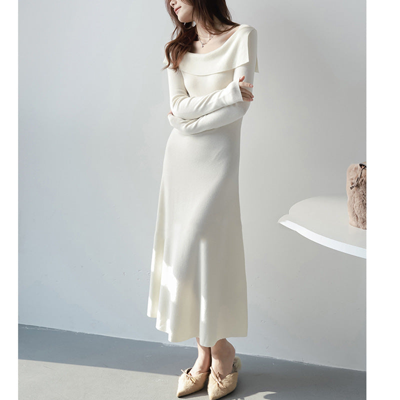 【Dress】フレンチレトロ風ニットワンピース W9573