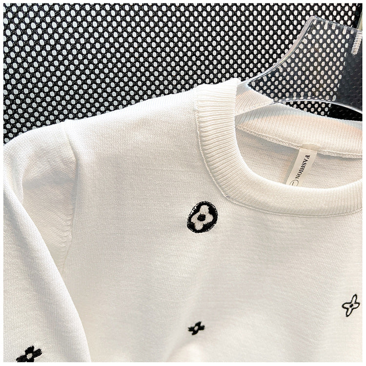 【Tops】ニットTシャツ W12426
