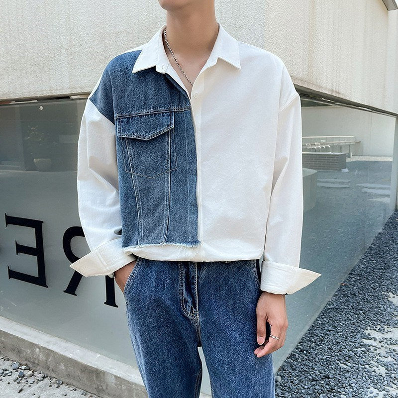 【Mens】切替デザイン長袖シャツ Z7256