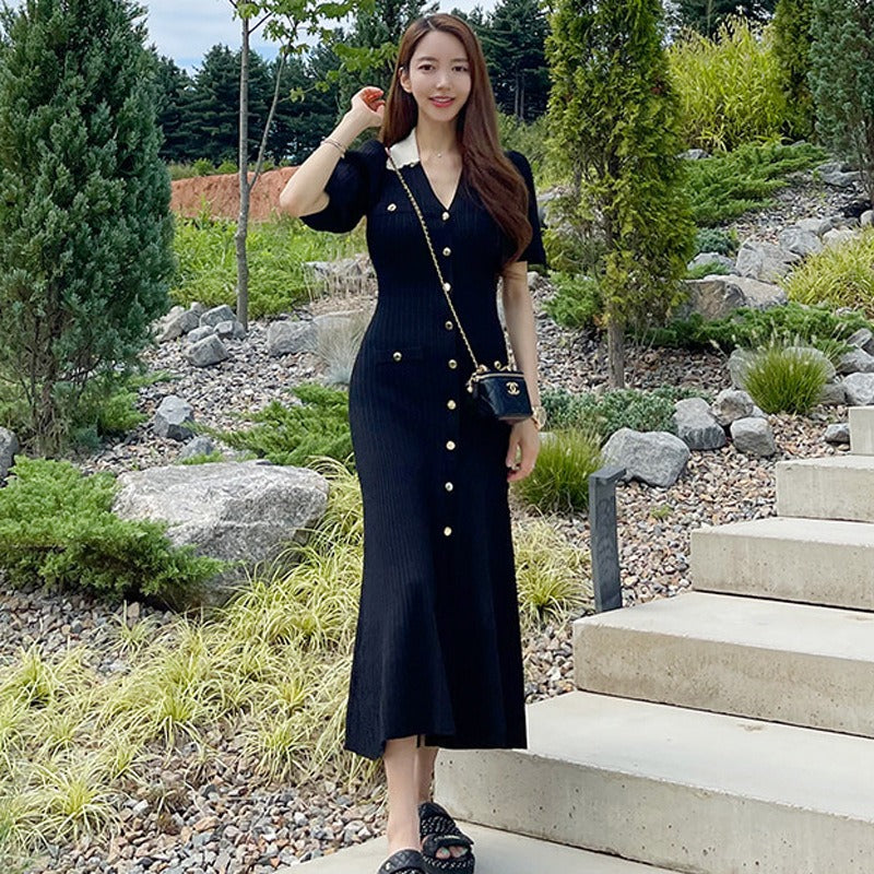 【Dress】半袖ニットワンピース W11779