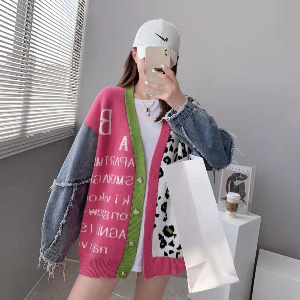 【Outer】切り替えニットカーディガン W8500