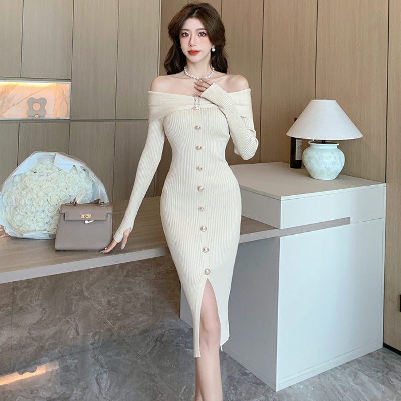 【Dress】ワンショルニットワンピース Z7671