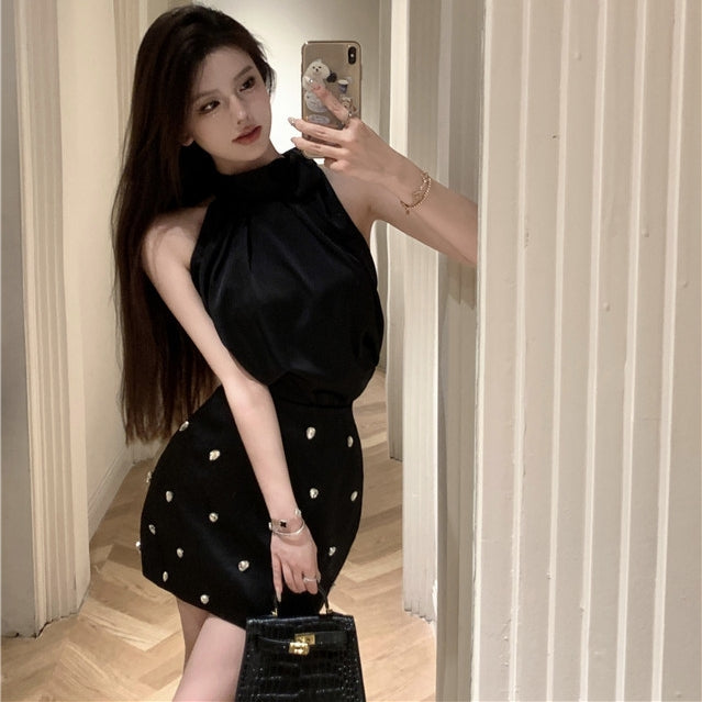 【Set】リボン付きトップス+スカートセット T01393