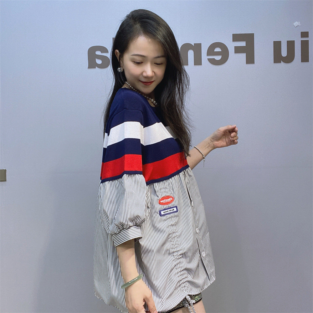 【Tops】切り替えデザインシャツ W14273