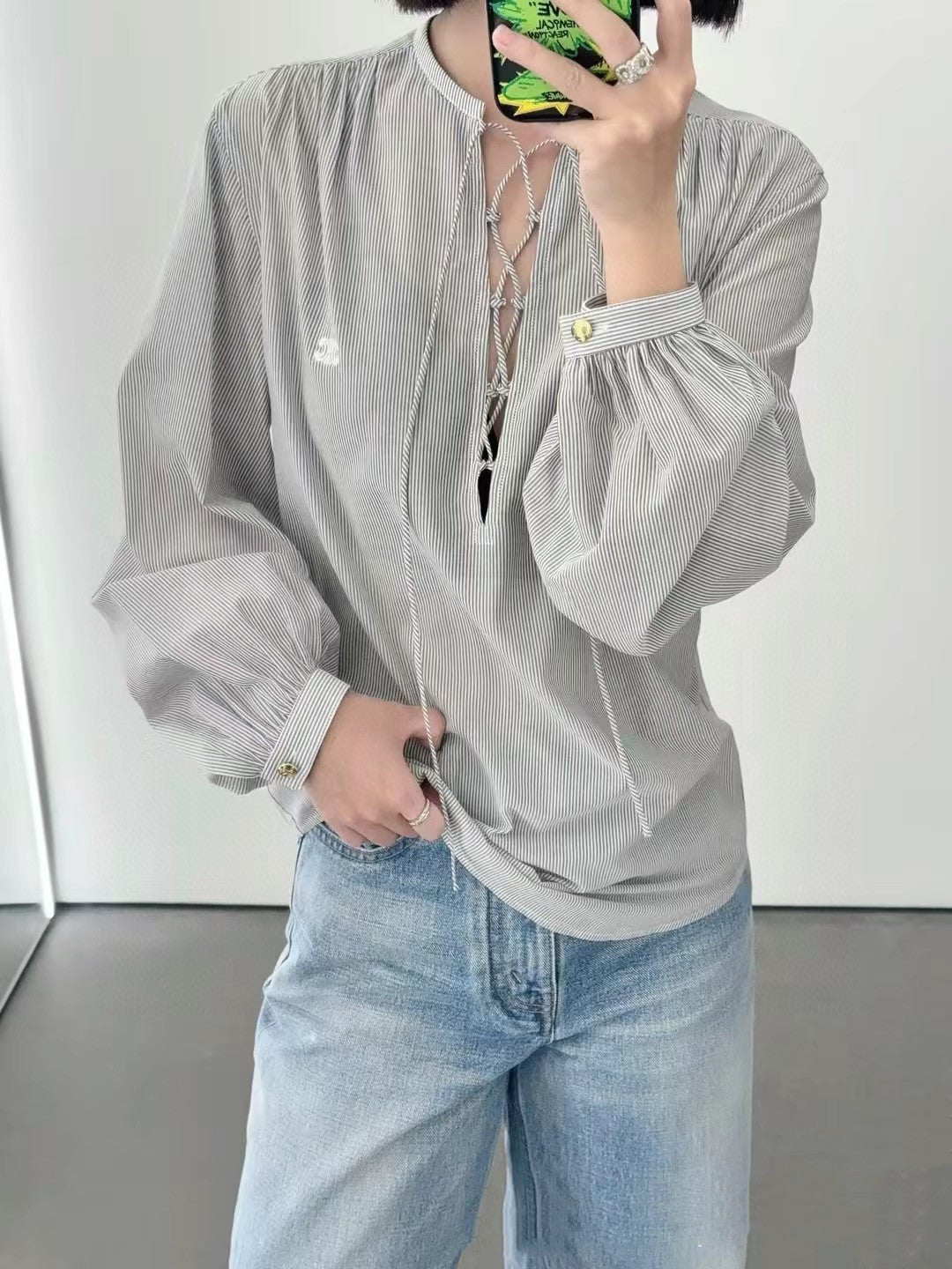 【Tops】2色展開シャツ W12488