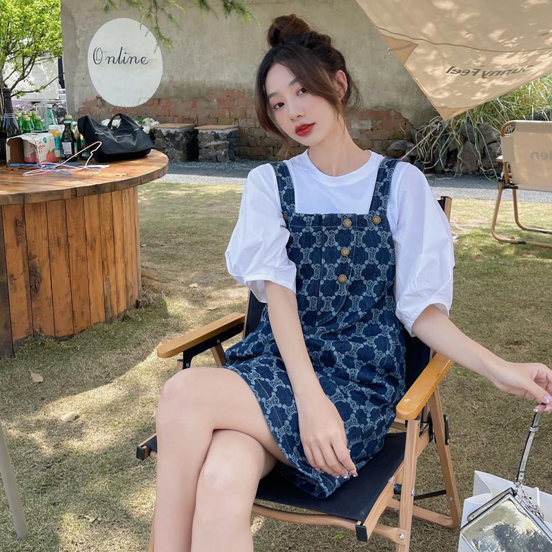 【Set】2点セット Tシャツ+サロペット  W12037