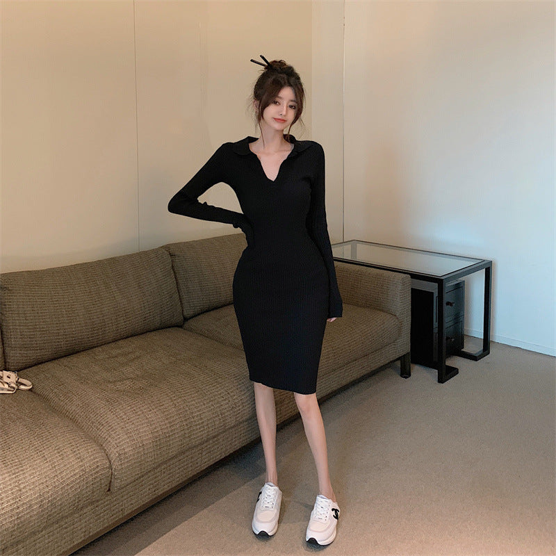 【Dress】ポロネックニットワンピース Z8140