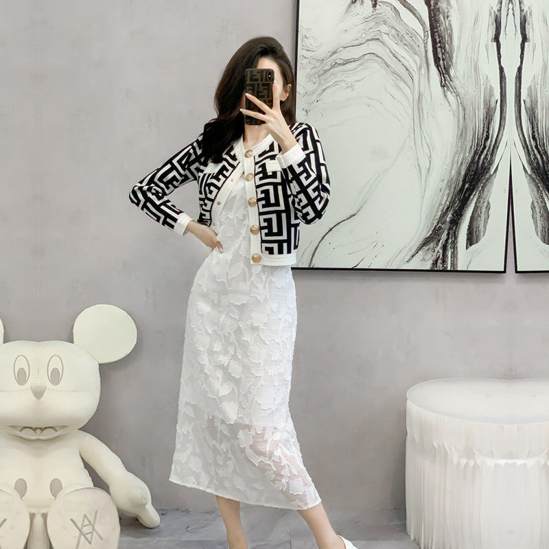 【Set】新入荷~カーデ +キャミワンピ 2点セット Z-6631