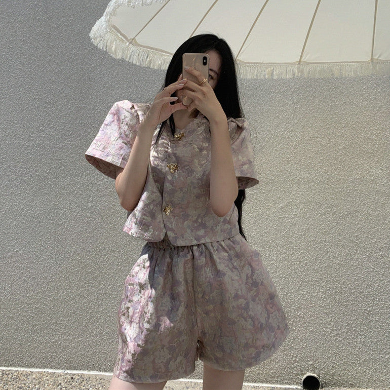 【Set】プリント2点セット トップス + パンツ    W13093