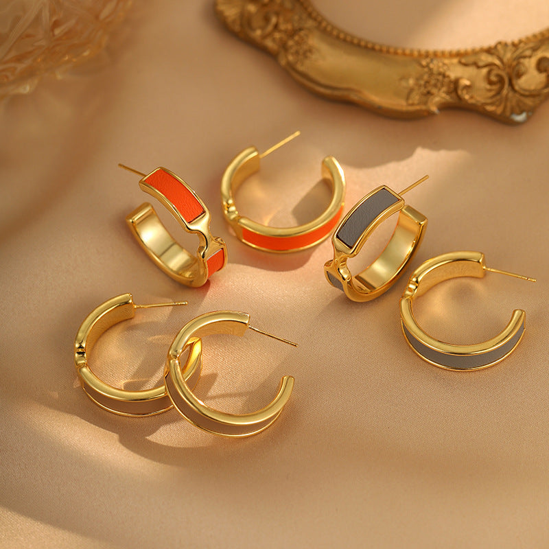 【雑貨】カラーマッチングファッションイヤリング T01769