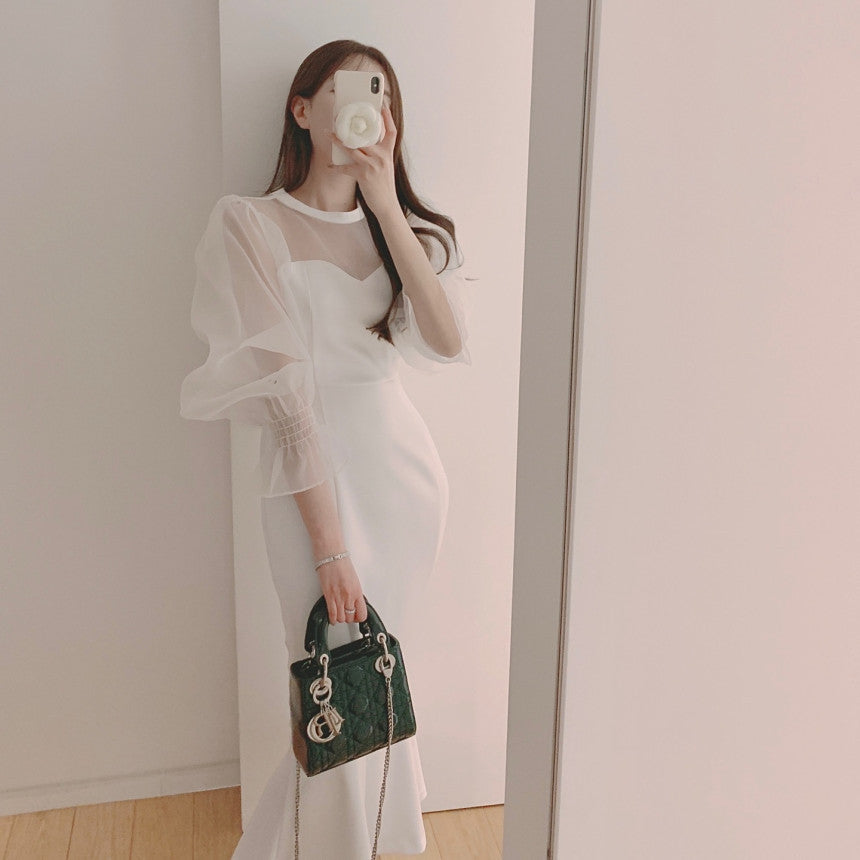 【Dress】透け感マーメイドワンピース Z7757