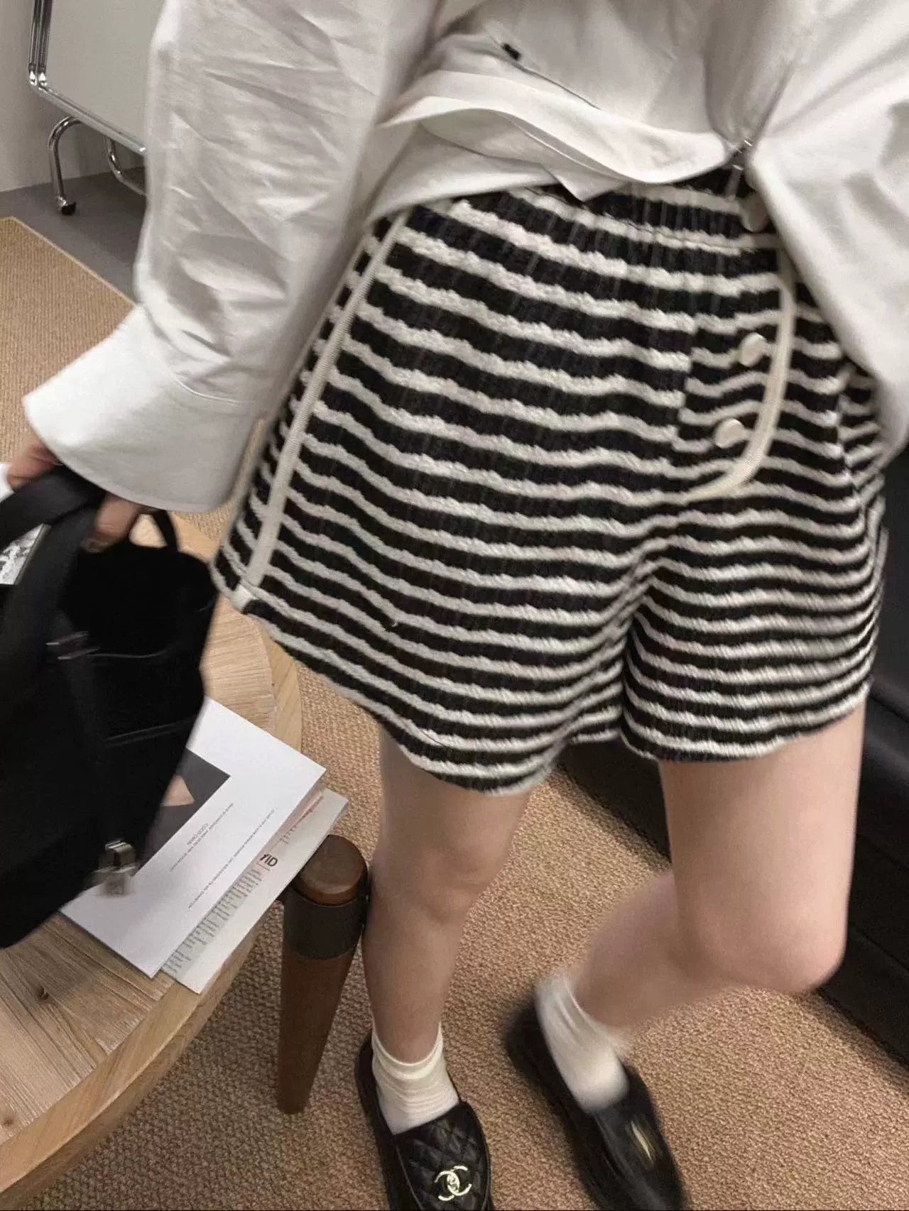【Bottoms】ボーダー柄人気ショートパンツ W10864