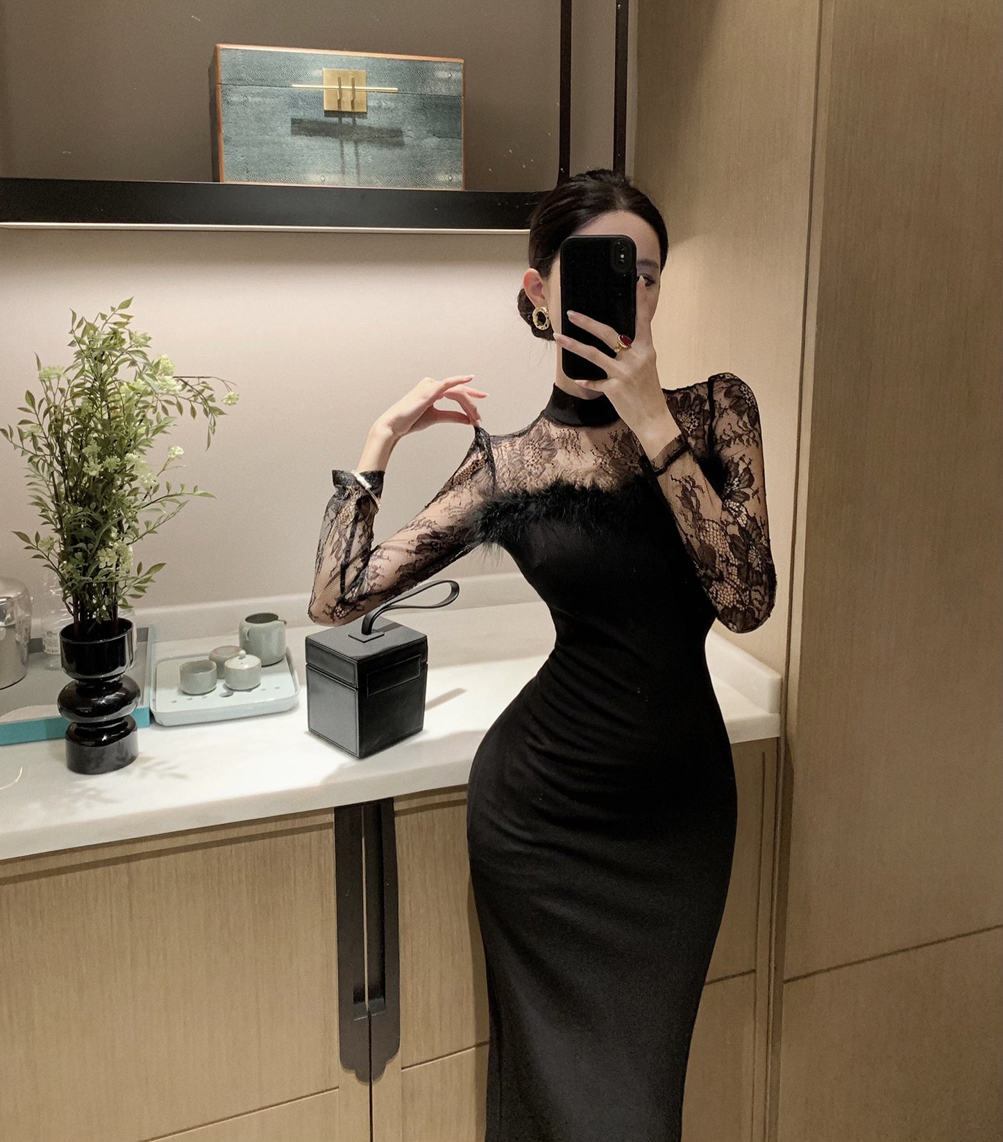 【Dress】レース切替ワンピース Z7690