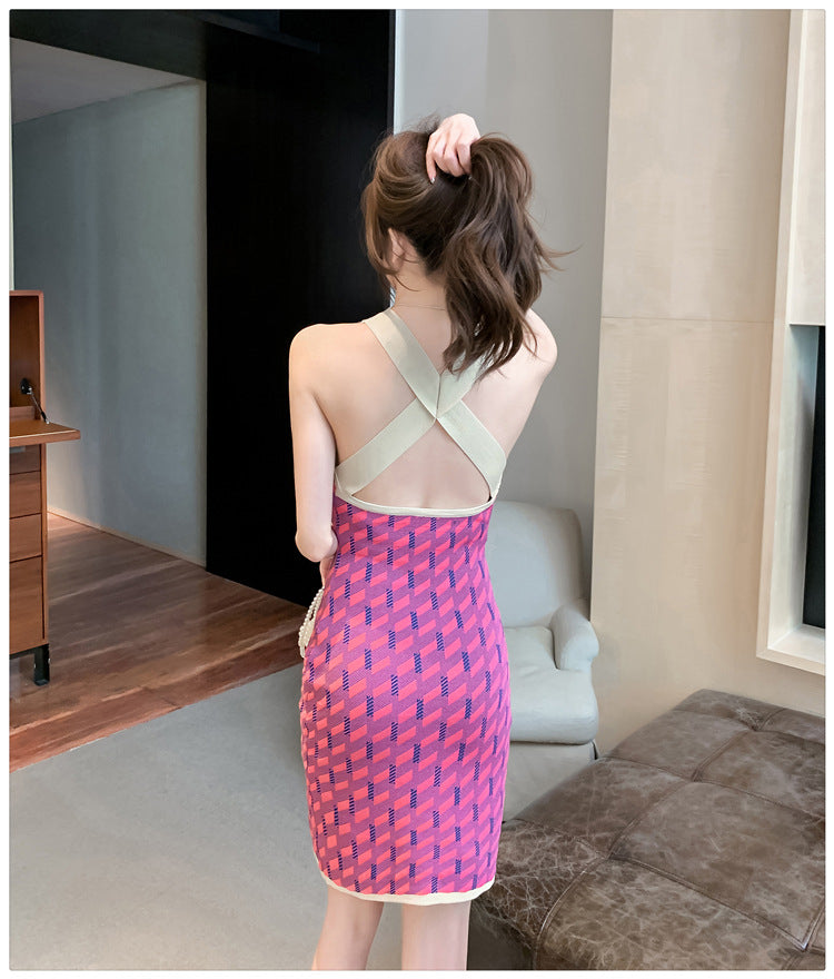 【Dress】透かし彫りニットワンピース W10878