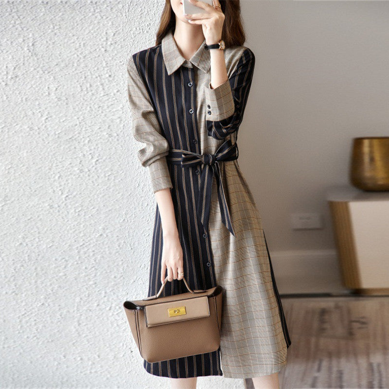 【Dress】切り替えデザインシャツワンピース W8628