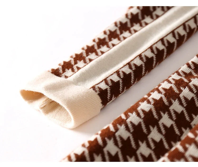 【Dress】新作アイテム~ゆったり千鳥格子ニットワンピース W7857