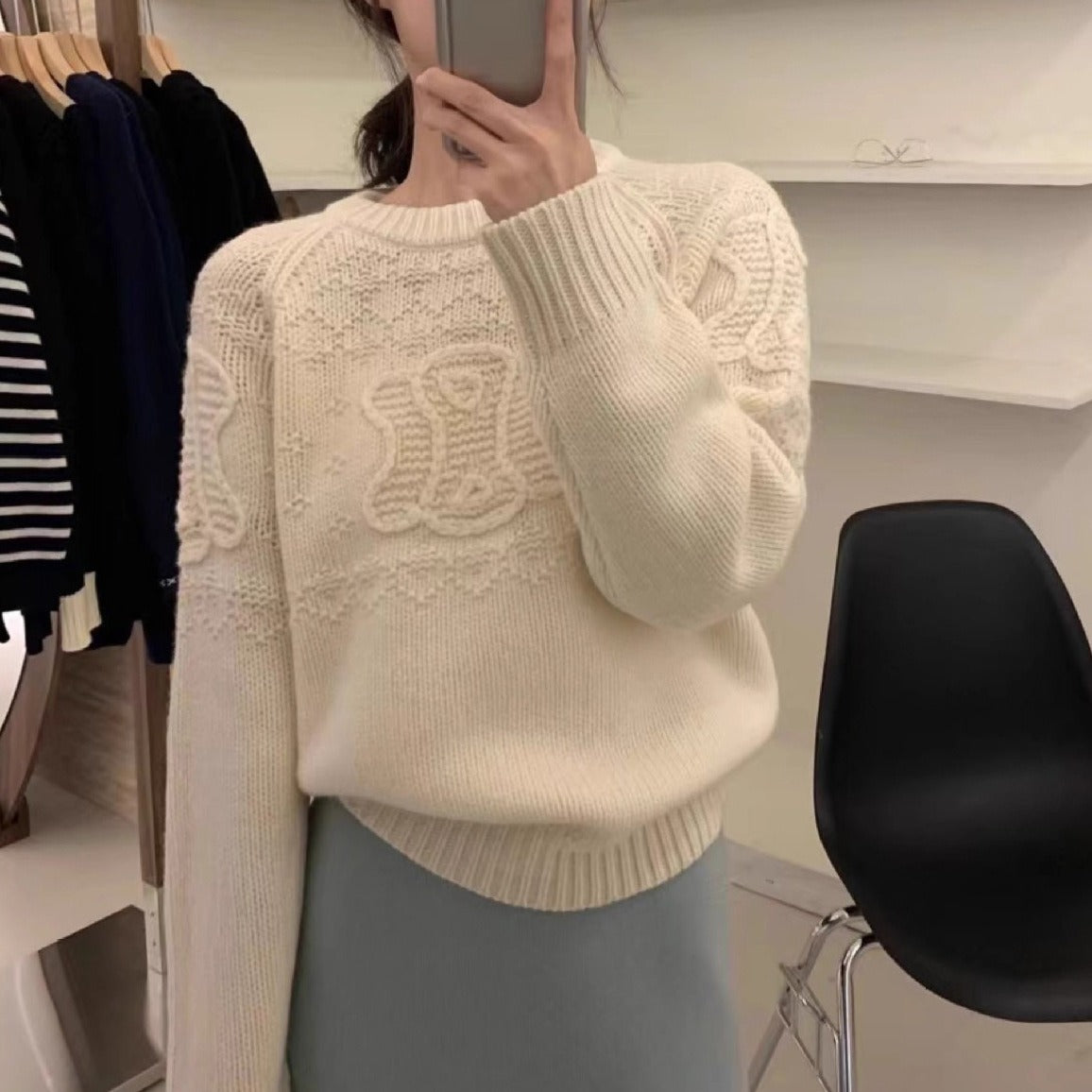 【Tops】3色展開ニットセーター W13250