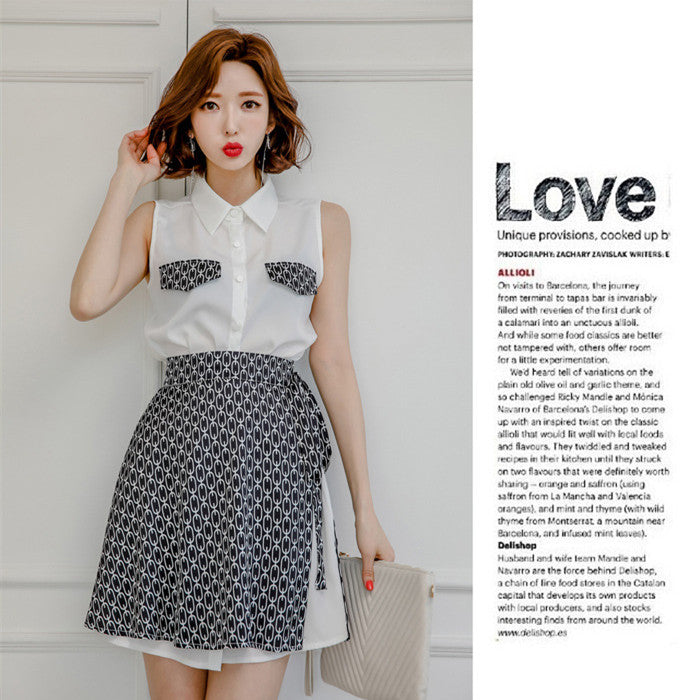 【Set】シャツ+スカート2点セット W12501