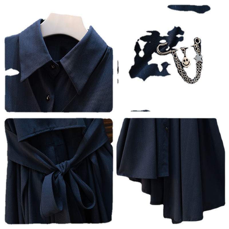 【Dress】美感いっぱい!レディースウエスト絞りbackリボン飾りスーツワンピース W-0696