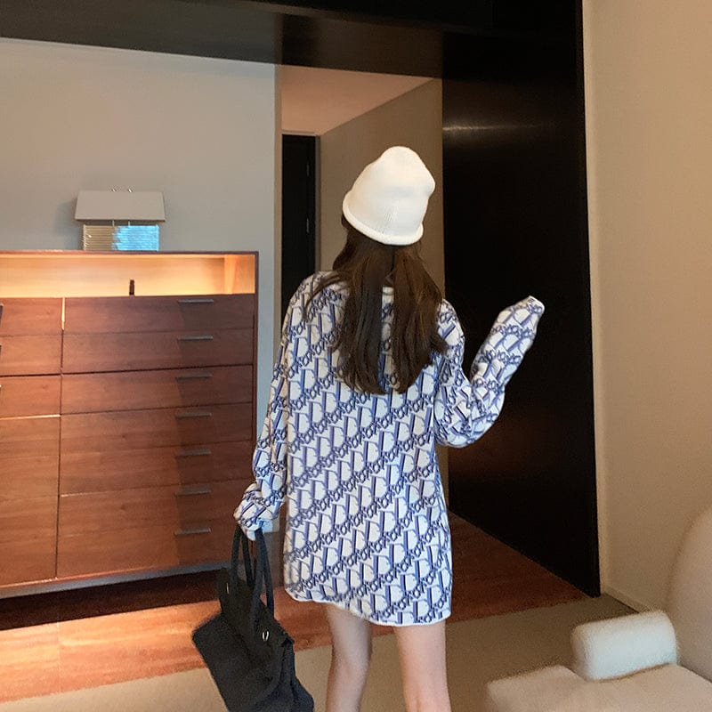 【Tops】おすすめ~韓国ファッション春秋アルファベットロング丈ニットセーター Z-1532