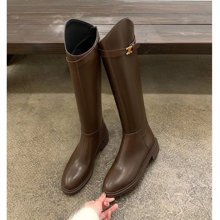 【Shoes】春秋シンプルロングブーツ W14681