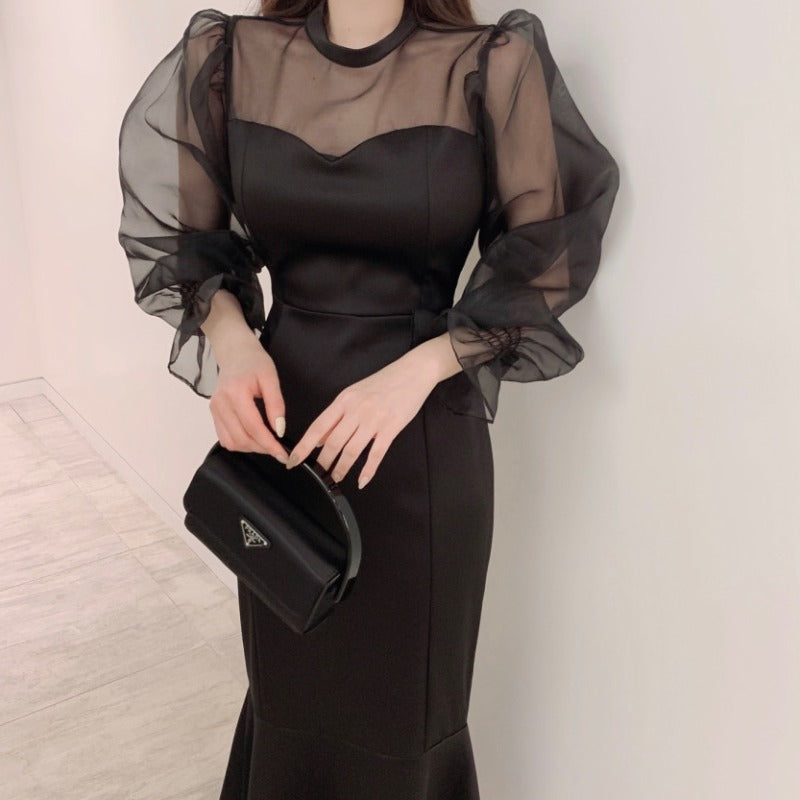 【Dress】透け感マーメイドワンピース Z7757
