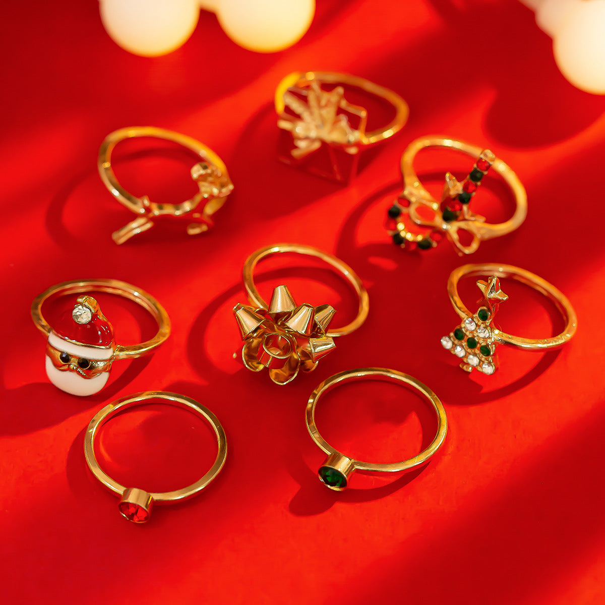 【雑貨】クリスマス指輪8点セット T01149