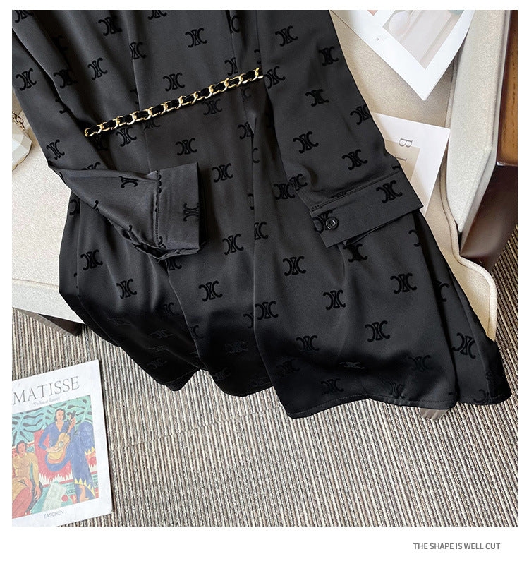 【Dress】長袖プリントシャツワンピース W10962
