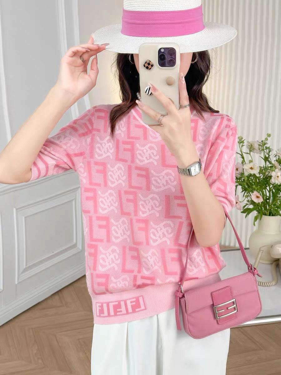 【Tops】オフィス半袖ニット W13276