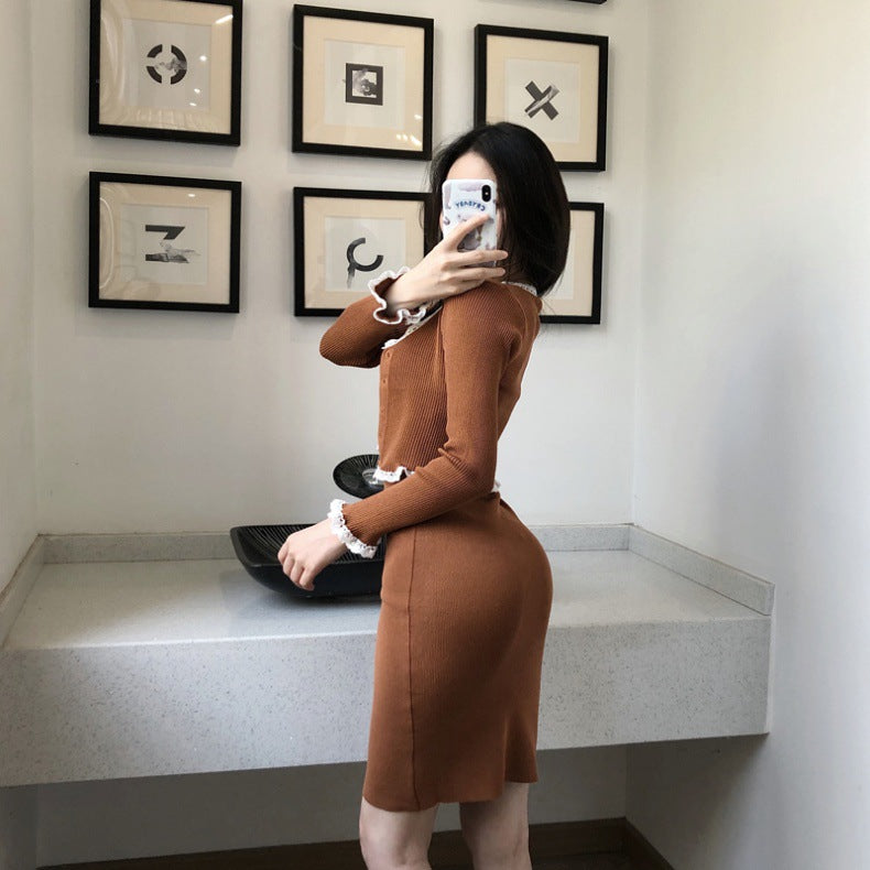 【Set】ニットセットカーディガン+キャミワンピ W10479