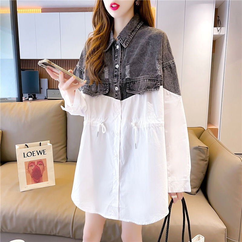【Dress】デニム切替シャツワンピース新入荷 W8667