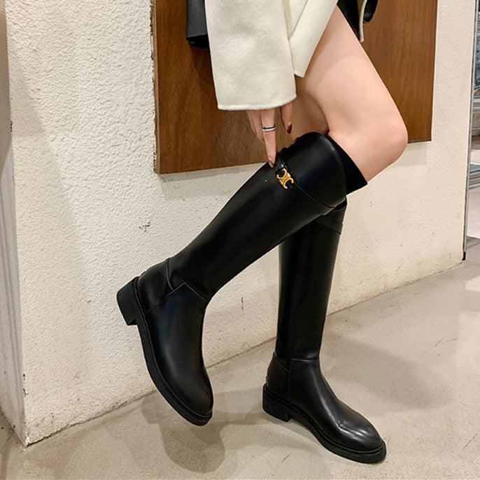 【Shoes】春秋シンプルロングブーツ W14681