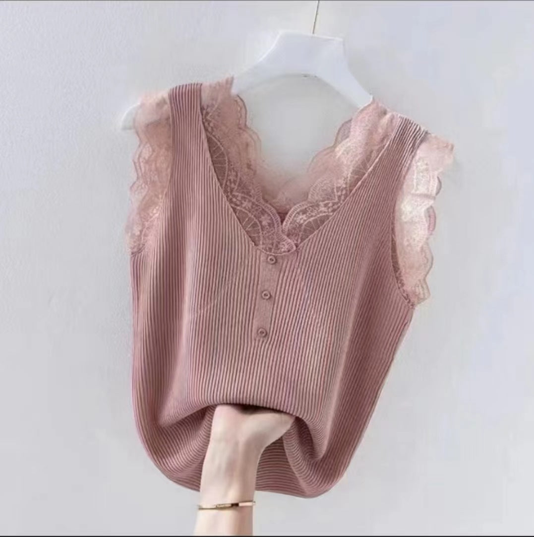 【Tops】レース切り替えタンクトップ W11535