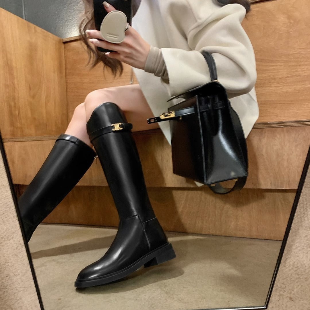 【Shoes】春秋シンプルロングブーツ W14681