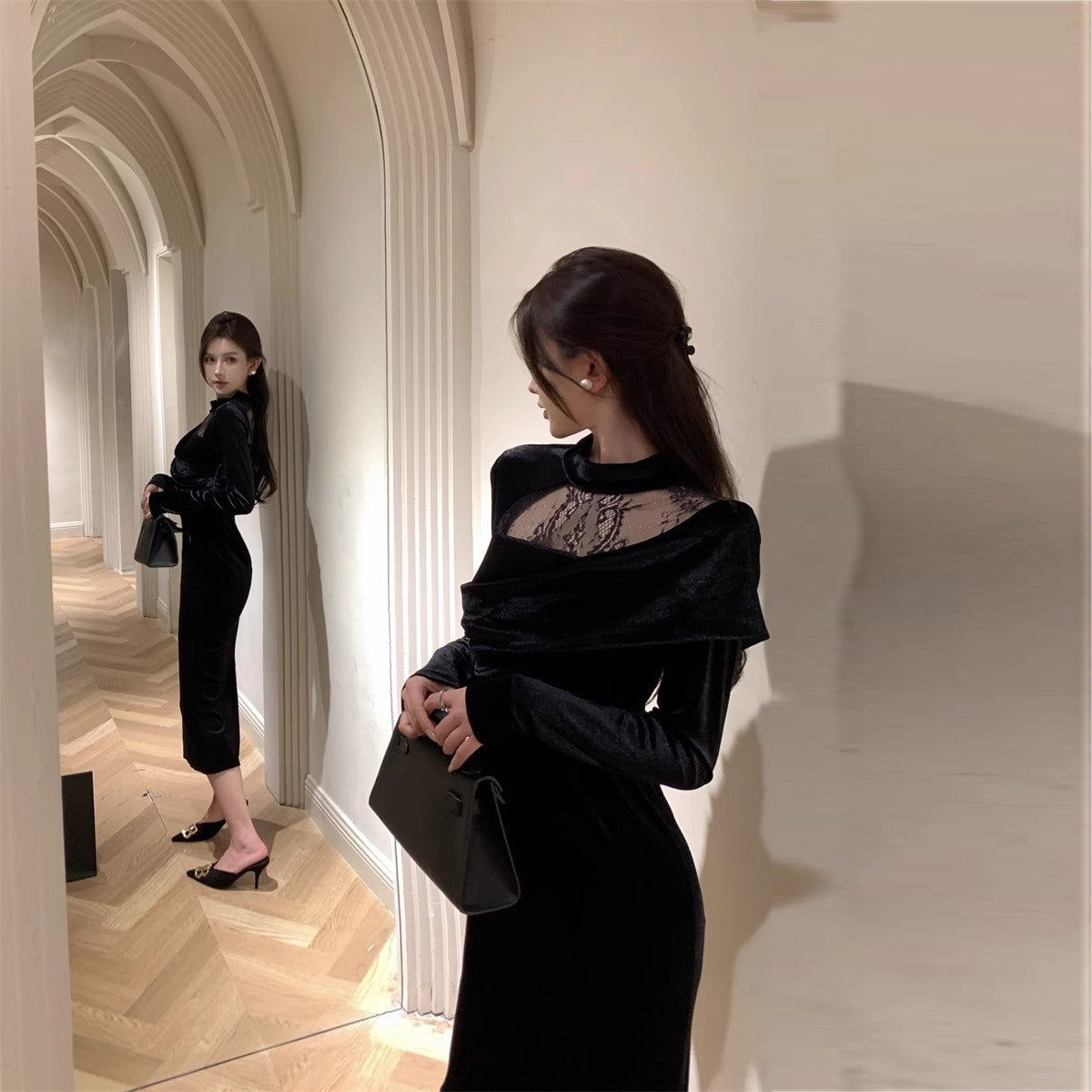 【Dress】ベルベットワンピース Z8368