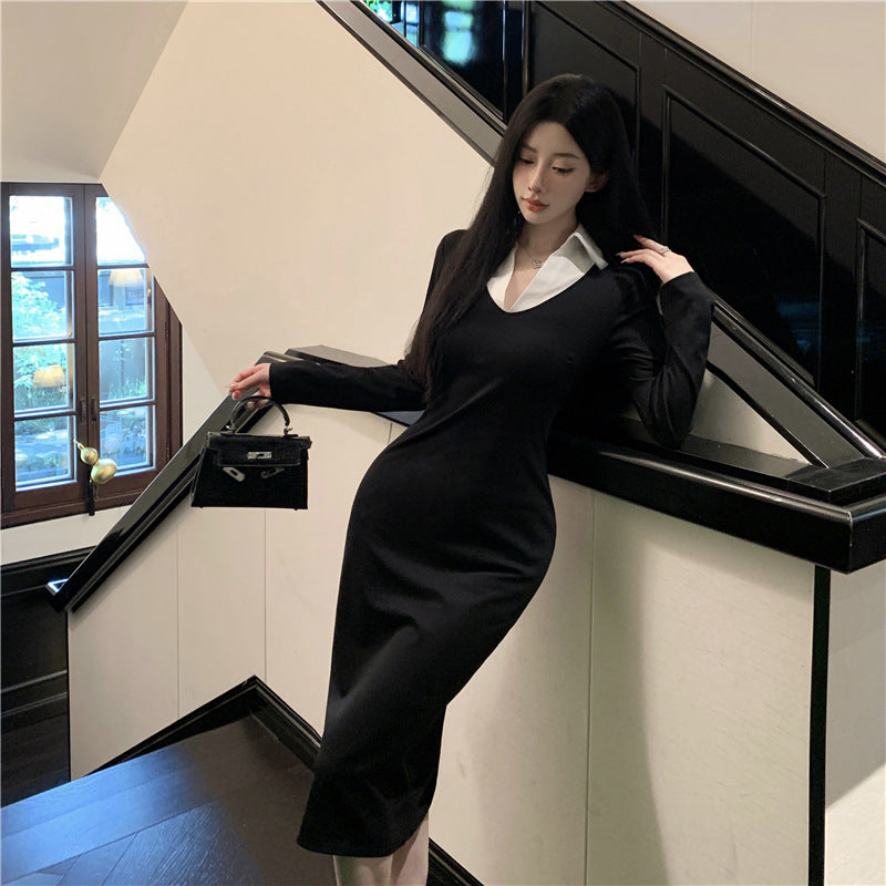 【Dress】配色タイトワンピース Z7691
