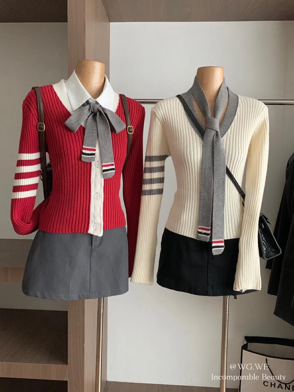 【Outer】2色展開ニットカーディカン W14414