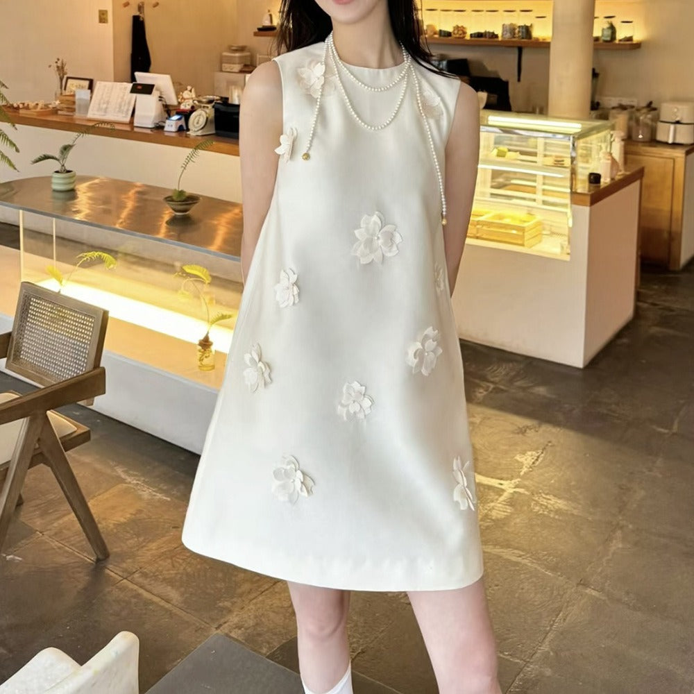 【Dress】ノースリーブフラワーワンピース W11854