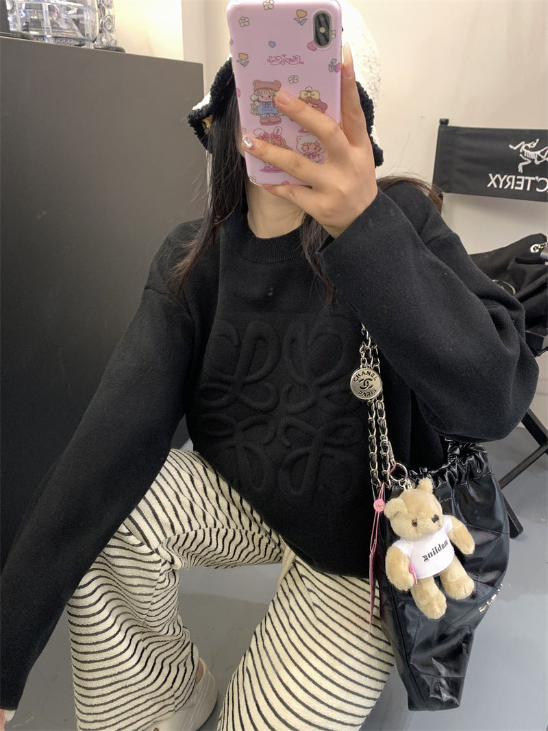 【Tops】2色展開カジュアルニット W12430
