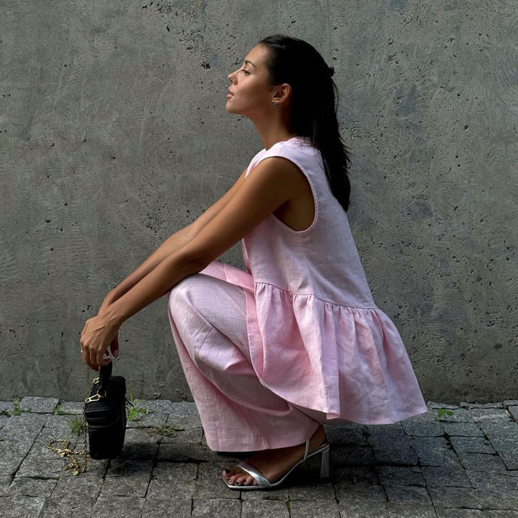 【Set】コットンVネックノースリーブ2点セット T01291